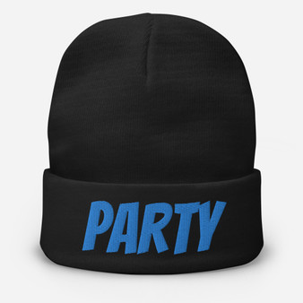 Party Beanie | Blue Embroidery