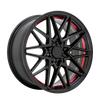 Ruff CLUTCH 18X8 GLOSS BLACK W/ MACHINED RED INNER LIP 5X100/4.5 - 1880RDC385D04R72