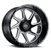 Tuff T2B 24X14 GLOSS BLACK W/ MILLED SPOKES 5X5.0 - 2414T2B-25127B71L