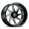 Tuff T2B 24X14 GLOSS BLACK W/ MILLED SPOKES 5X5.0 - 2414T2B-25127B71R