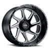 Tuff T2B 24X14 GLOSS BLACK W/ MILLED SPOKES 8X6.5 - 2414T2B-28165B25R