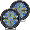RIGID 360-Series 6 Inch Round LED Off-Road Light, Spot Beam Pattern for High Speeds, Blue Backlight, Pair