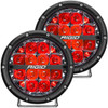 RIGID 360-Series 6 Inch Round LED Off-Road Light, Spot Beam Pattern for High Speeds, Red Backlight, Pair