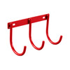 Three Hook Cord Tool Holder; 0.2 ft.; Depth 4.5 in.; Height 5.25 in.; Width 9 in.; Red; Heavy Gauge Steel; Powder Coat; Mounting Method Panel; 9893-7-01