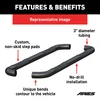 3" Round Black Stainless Side Bars, Select Silverado, Sierra 1500, 2500, 3500 HD 214013