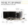 7x16 Tandem Axle Enclosed Cargo Trailer – V-Nose, Ramp Door, 7K GVWR, 6'3" Interior - 255V