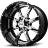 Moto Metal MO201 20X12 CHROME CENTER GLOSS BLACK MILLED LIP 5X5.0/5.5 - MO201-20123544NCB