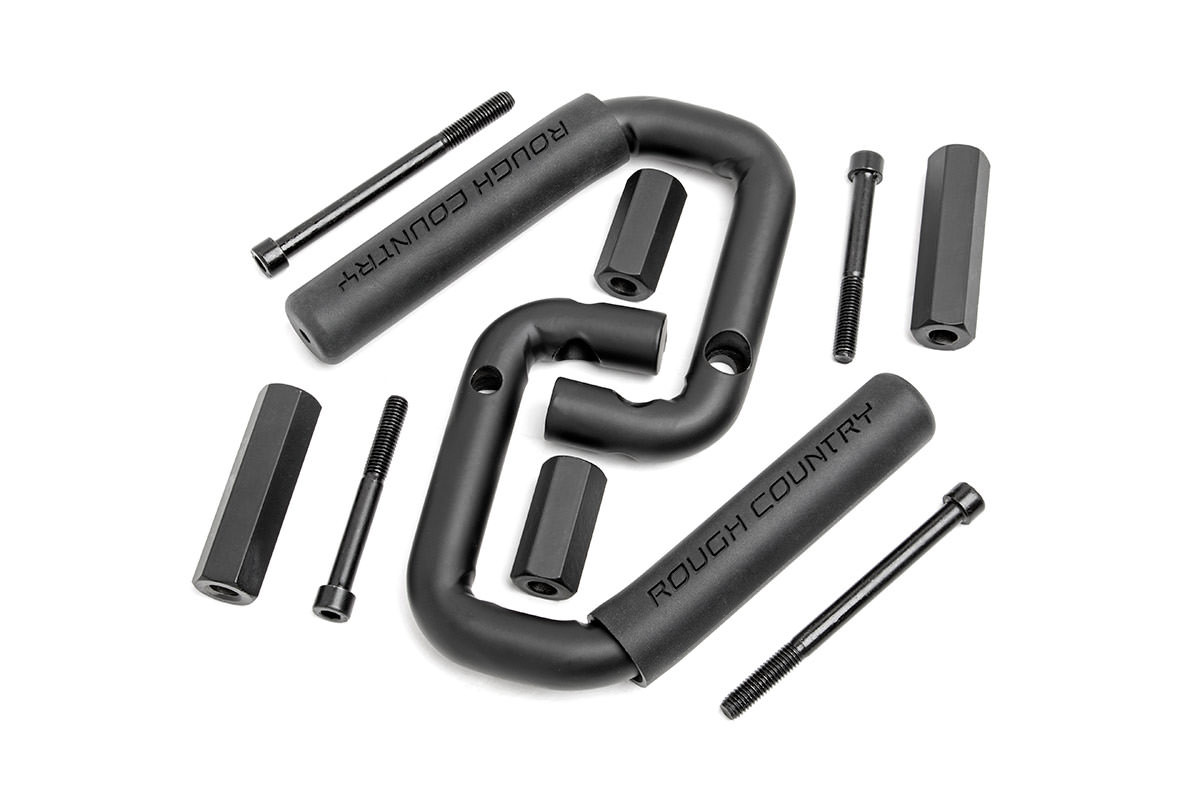 パーツ rough country solid steel grab handles Solid Steel Front Grab Handles (Pair)-Leonard USA