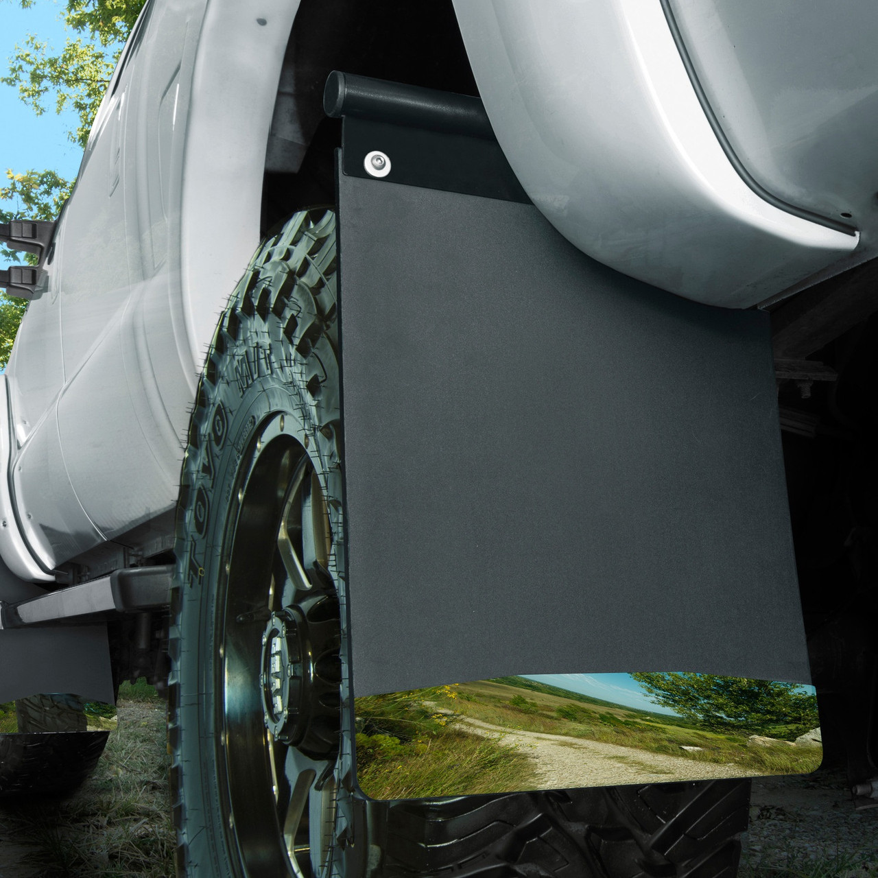 Removable Pivoting Mud Flaps 14 Wide - Black Weight-Leonard USA