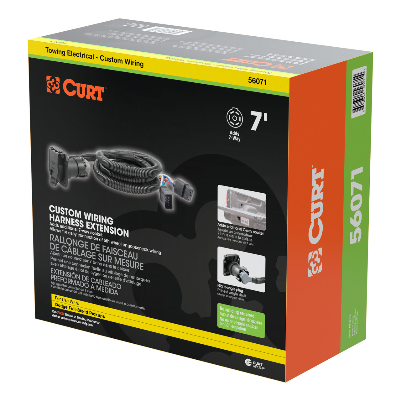 CURT 7' Custom Wiring Extension Harness (Adds 7-Way RV Blade to