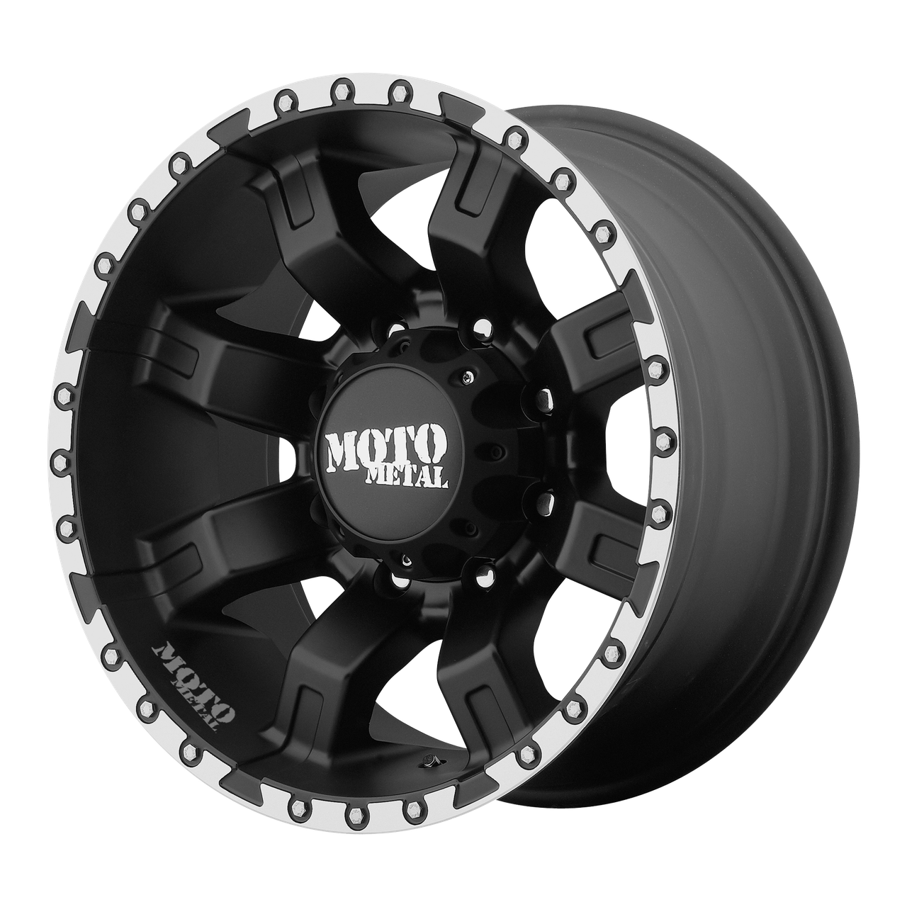 Moto Metal MO968 20X12 SATIN BLACK WITH MACHINED FLANGE 8X6.5 - MO