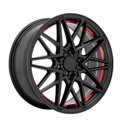 Ruff CLUTCH 18X8 GLOSS BLACK W/ MACHINED RED INNER LIP 5X100/4.5 - 1880RDC385D04R72