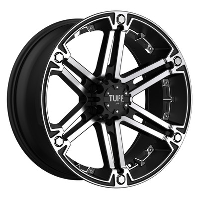 Tuff T01 20X9 FLAT BLACK W/ MACHINED FACE AND CHROME INSERTS 6X5.5 - 2090T01-36140F08C