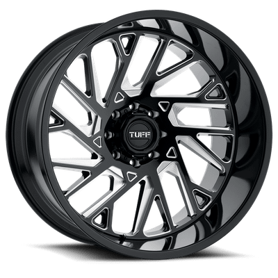 Tuff T4B 26X14 GLOSS BLACK W/ MILLED SPOKES 8X180 - 2614T4B-28180B25B