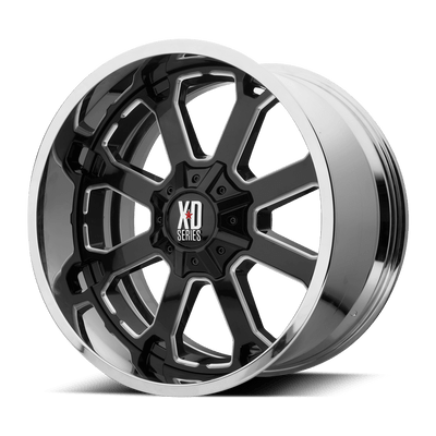 XD XD202 BUCK 25 22X10 GLOSS BLACK MILLED CENTER CHROME LIP 5X5.0/5.5 - XD202-22103518NBC