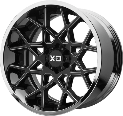 XD XD203 CHOPSTIX 22X12 GLOSS BLACK MILLED CENTER CHROME LIP 6X135 - XD203-22126344NBC