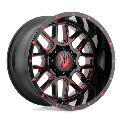 XD XD820 GRENADE 18X9 SATIN  BLACK MILLED WITH RED CLEAR COAT 5X5.0 - XD82089050912NRC
