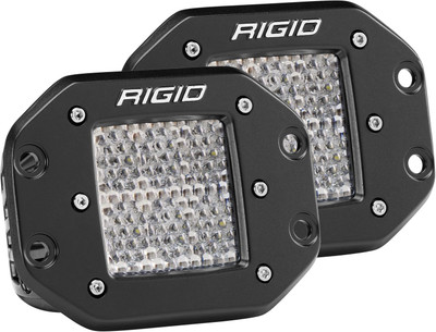 RIGID D-Series PRO LED Light, Drive Diffused, Flush Mount, Black Housing, Pair