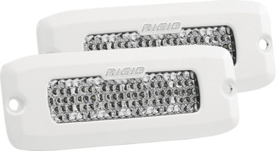 RIGID SR-Q Series PRO, Flood Diffused, Flush Mount, White Housing, Pair
