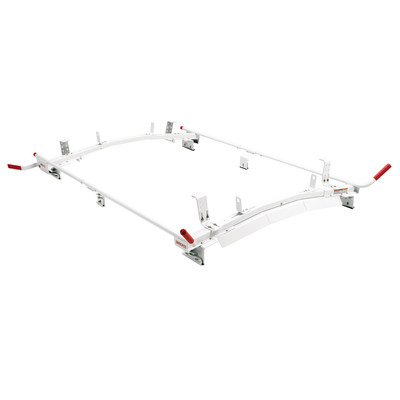 Quick Clamp Rack; 15.6 ft.; Depth 99 in.; Height 16 in.; Width 86.5 in.; White; Aluminum; Gutter; Powder Coat Finish; Full Size; Van Dual Side; 234-3-01