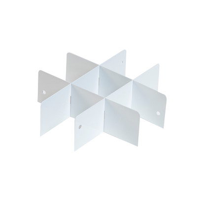 Cabinets And Drawers; Divider; Crisscross; 4 Dividers; 0.1 ft.; Depth 0.125 in.; Height 4 in.; Width 12 in.; White; Steel; 9824-3-01 Cabinets And Drawers; Divider; Crisscross; 4 Dividers; 0.1 ft.; Depth 0.125 in.; Height 4 in.; Width 12 in.; White; Steel; 9824-3-01