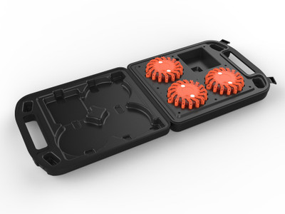 RS2000R3A - 3-Disc LED Emergency Flare Kit w/ Charge Case, Car & Wall Charger, USB (Amber)