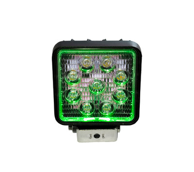 RS27W4G - 4in 27W Square LED Spot Light w/ Green Halo