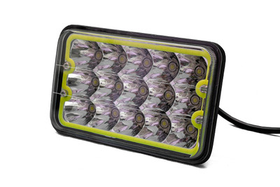 RS4602W - 4x6in 45W LED Sealed Beam Conversion Lenses w/ White LED DRL Halo (Pair) RS4602W - 4x6in 45W LED Sealed Beam Conversion Lenses w/ White LED DRL Halo (Pair)