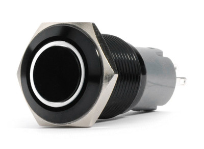 Race Sport - 19mm Black 2-Position On/Off Switch (White) - Black Flush Mount 12V RS-B19MM-LEDW