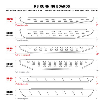 RB30 Slim Running boards - Complete Kit: RB30 Slim R-B + Bracket-Double Cab Only 69643580ST