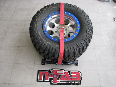 Textured Black Bed Mounted Tire Carrier w/ Red Strap BM1TCRD-TX