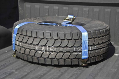 Gloss Black Bed Mounted Rapid Strap Tire Carrier w/ Black Strap BM1TSBK