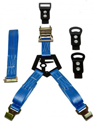 Gloss Black Bed Mounted Rapid Strap Tire Carrier w/ Blue Strap BM1TSBL
