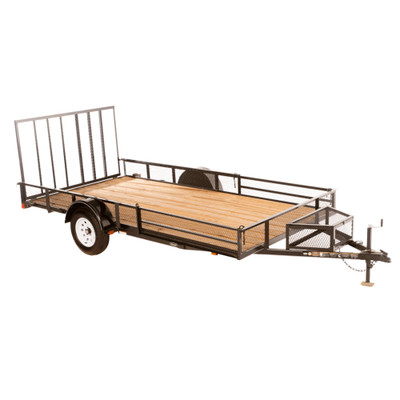 7x14 Single Axle Utility Trailer with Side Ramps andFold-Flat Gate - 170 7x14 Single Axle Utility Trailer with Side Ramps andFold-Flat Gate - 170
