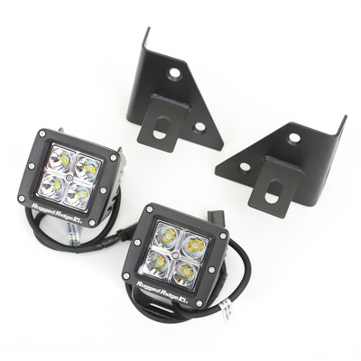 Windshield Bracket LED Kit, Black, Square; 76-95 Jeep CJ/Wrangler YJ