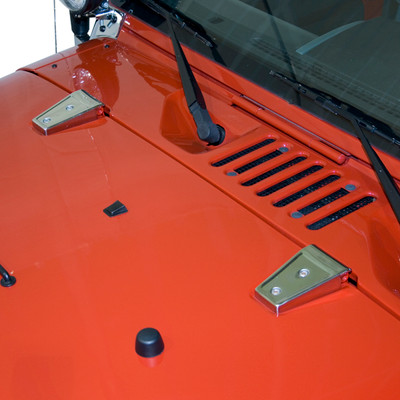 Hood Hinge Covers, Stainless Steel; 07-16 Jeep Wrangler JK