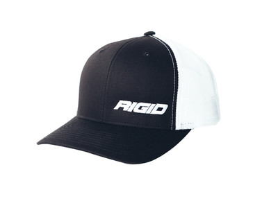 RIGID Retro Trucker Hat With Offset Logo, Black Front, White Mesh Snapback-1029 RIGID Retro Trucker Hat With Offset Logo, Black Front, White Mesh Snapback-1029