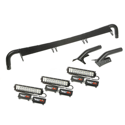 Windshield Light Bar Kit, 3 x 13.5 inch Combo Lamps; 97-06 Jeep Wrangler