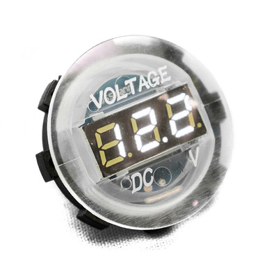 RS4010W - Clear Round Voltage Gauge w/ White Digital LED Display-RS4010W RS4010W - Clear Round Voltage Gauge w/ White Digital LED Display-RS4010W
