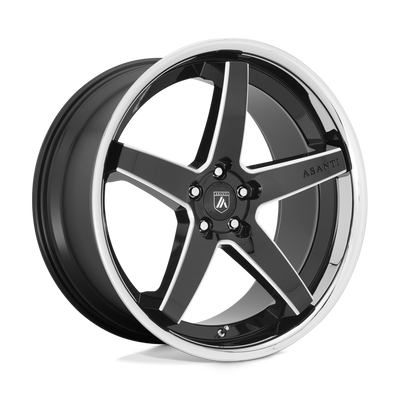 Asanti Black ABL31 REGAL 20X10.5 GLOSS BLACK MILLED WITH CHROME LIP 5X4.5 - ABL31-20051238BK