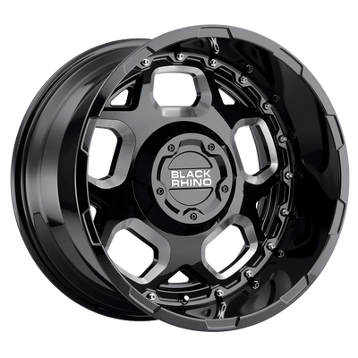 Black Rhino GUSSET 17X9.5 GLOSS BLACK W/ MILLED SPOKES 6X5.5 - 1795GUS066140B12