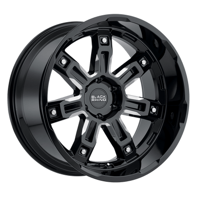 Black Rhino LOCKER 17X9.5 GLOSS BLACK W/ MILLED SPOKES 6X5.5 - 1795LKR126140B12