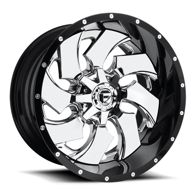 Fuel 2PC D240 CLEAVER 22X14 CHROME PLATED GLOSS BLACK LIP 5X5.0/5.5 - D24022405747