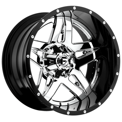Fuel 2PC D243 FULL BLOWN 20X10 CHROME PLATED GLOSS BLACK LIP 5X5.0/135 - D24320000547