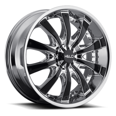 Helo HE875 28X10 CHROME PLATED WITH GLOSS BLACK ACCENTS 5X4.5/120 - HE87528117238 Helo HE875 28X10 CHROME PLATED WITH GLOSS BLACK ACCENTS 5X4.5/120 - HE87528117238
