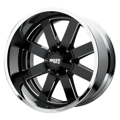 Moto Metal MO200 22X10 GLOSS BLACK MILLED CENTER CHROME LIP 8X170 - MO200-22108718NBC