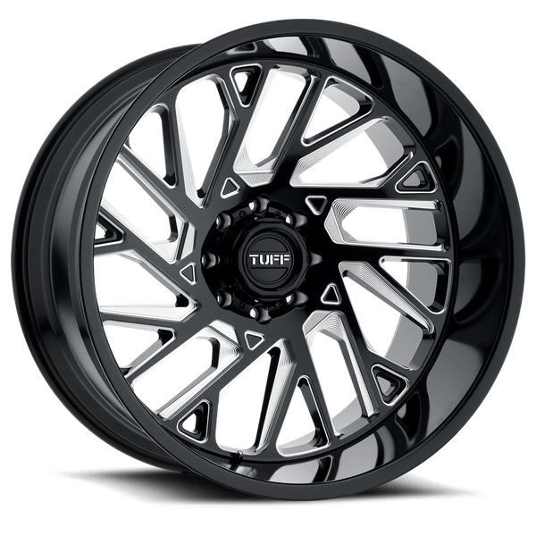 Tuff T4B 26X14 GLOSS BLACK W/ MILLED SPOKES 6X5.5 - 2614T4B-26140B12R