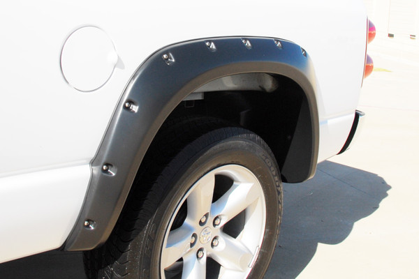 Lund RX203SB Elite Series Black Rivet Style Smooth Finish Rear Fender Flares for 2002-2008 Dodge Ram 1500; 2003-2009 Ram 2500, 3500 (Excludes Dually)-RX203SB