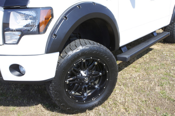 Lund RX312S Elite Series Black Rivet Style Smooth Finish 4-Piece Fender Flare Set for 2009-2014 Ford F-150 (Excludes Raptor and Platinum)-RX312S