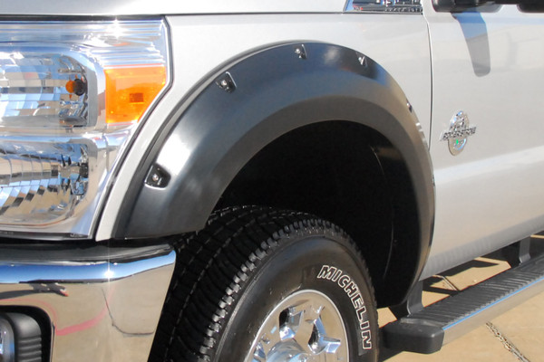 Lund RX314S Elite Series Black Rivet Style Smooth Finish 4-Piece Fender Flare Set for 2011-2016 Ford F-250, F-350 (Excludes Dually)-RX314S